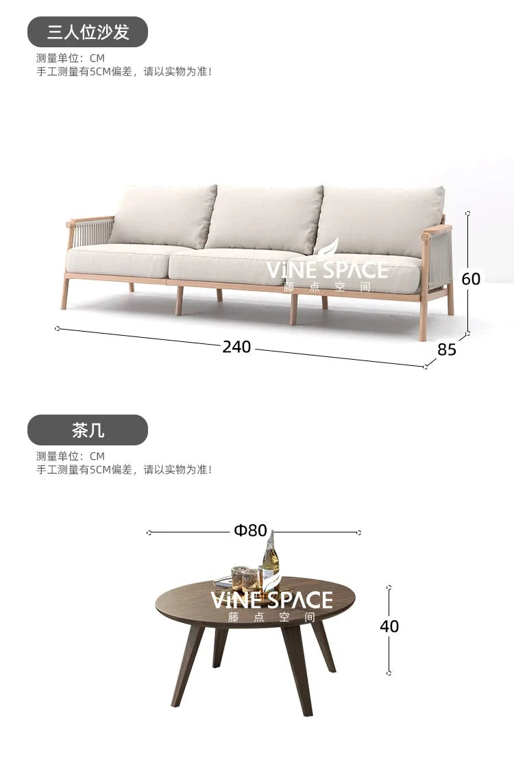 Outdoor sofa courtyard open-air garden villa waterproof and sunscreen leisure rope braided teak outdoor bed and breakfast sofa