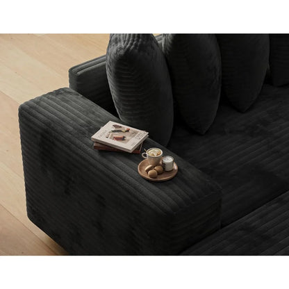 110 Modular Sectional Sofa, L Shaped Couch with Chaise Lounge, Fluffy Corduroy Cloud Couch with Deep Seat for Living Room