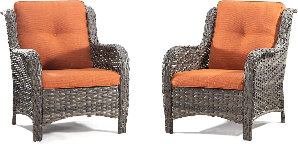 Outdoor Wicker Chair Rattan Patio Dining Chairs PE Wicker Patio Chairs with Seat Cushions