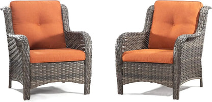 Outdoor Wicker Chair Rattan Patio Dining Chairs PE Wicker Patio Chairs with Seat Cushions