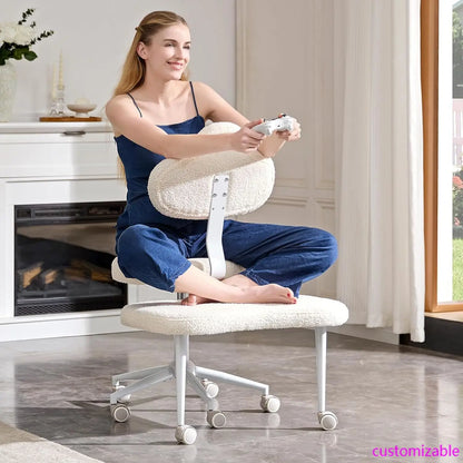 Cross Legged Office Chair with Wheels, Meditation Chair, ADHD Chair for Adults, Wider Height Adjustable Backrest and Seat