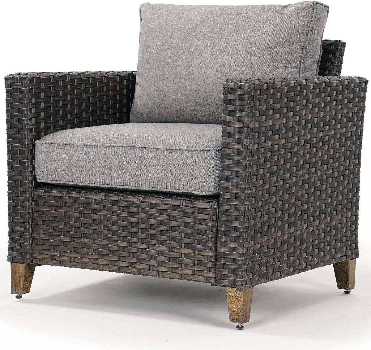New Hot Sale Outdoor Furniture, Patio Wicker Sectional Sofa Modular Furniture Set Single Sofa Chair with Thick Cushions