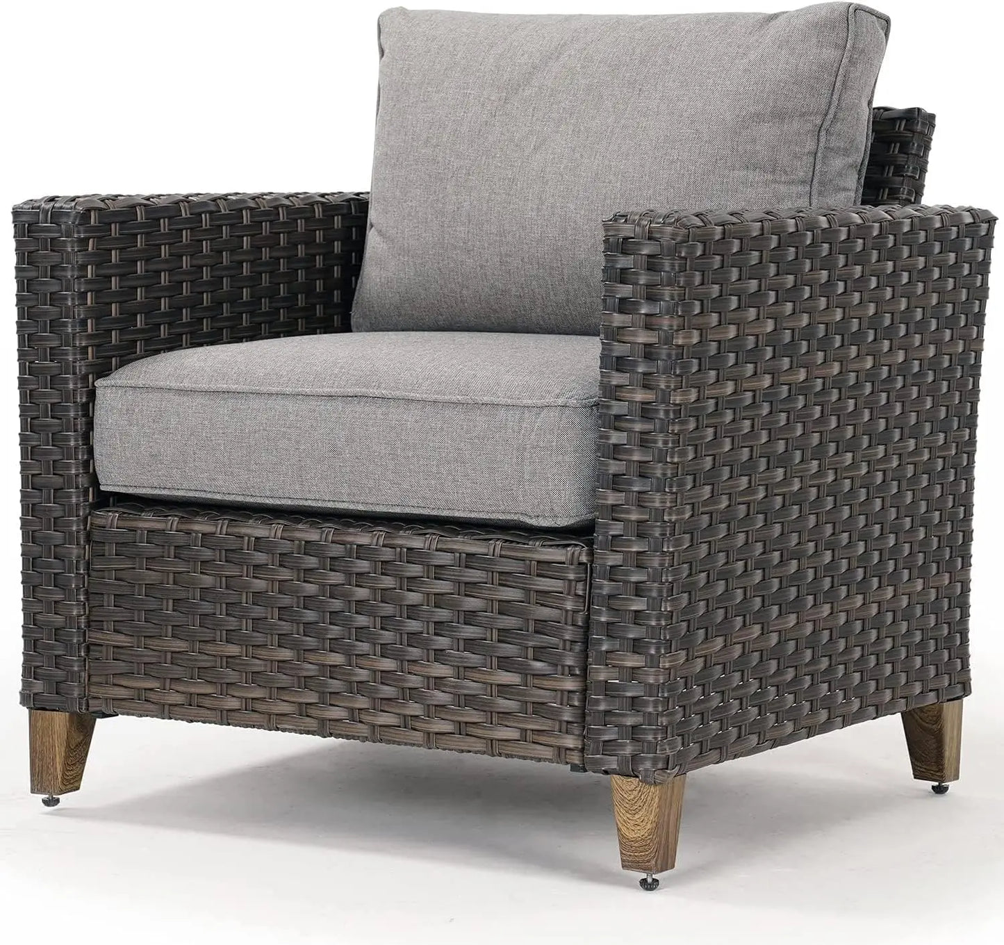 New Hot Sale Outdoor Furniture, Patio Wicker Sectional Sofa Modular Furniture Set Single Sofa Chair with Thick Cushions