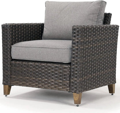 New Hot Sale Outdoor Furniture, Patio Wicker Sectional Sofa Modular Furniture Set Single Sofa Chair with Thick Cushions
