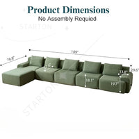 189" Boneless Couches for Living Room, L-Shaped 6-Seat Sofa Modular Sectional Sofa