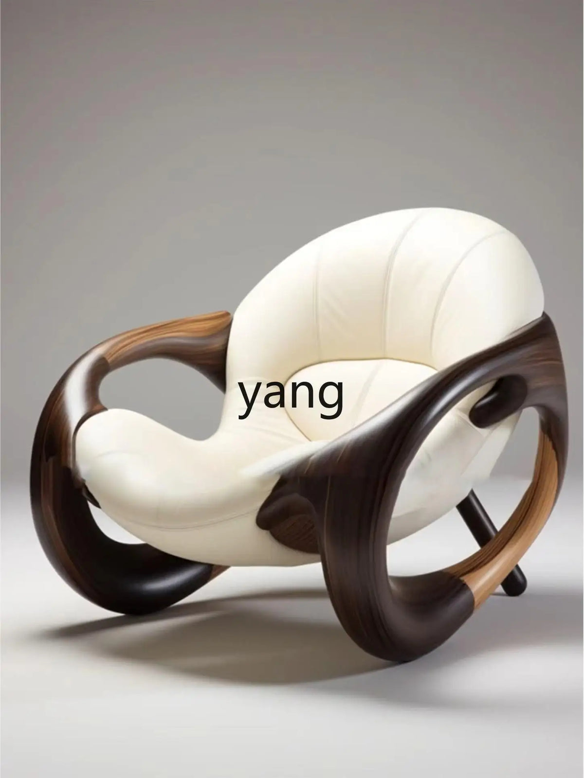 LMM Solid Wood Sofa Chair Home Living Room Balcony Black Walnut Lazy Chair