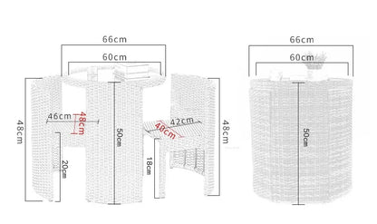 Rattan Garden Furniture Sets Balcony Home Table Chairs Storage Leisure Table and Chair Three-piece Set Outdoor Patio Combination