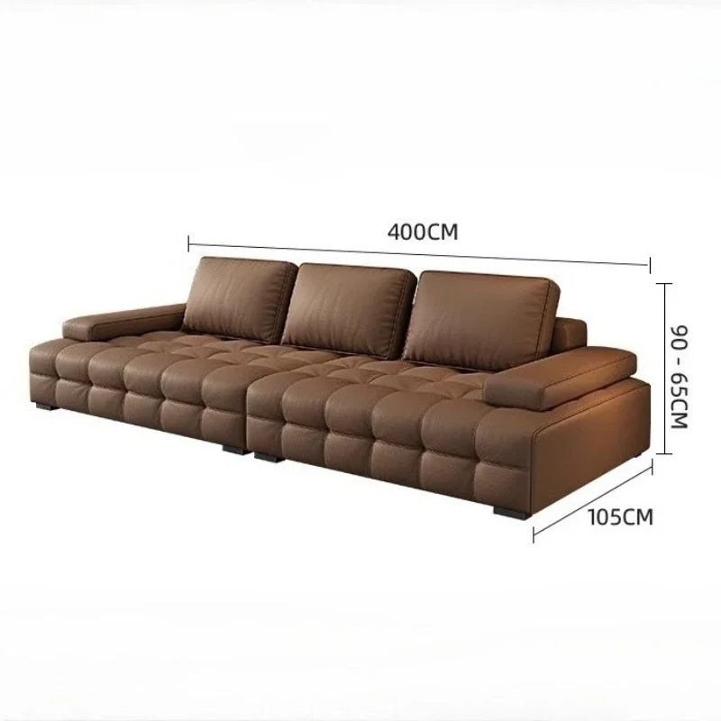 Modern Minimalist New Leather Living Room Lawrence Italian Light Luxury Straight L Shaped Sectional Lazy Soft Tatami Lounge Sofa