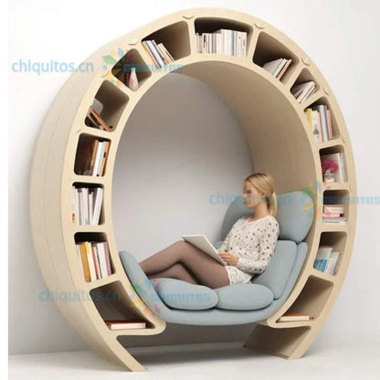 Bibliothèque Unique avec coin de lecture, pour salon familial, chambre à coucher, bibliothèque, programme universitaire préscolaire