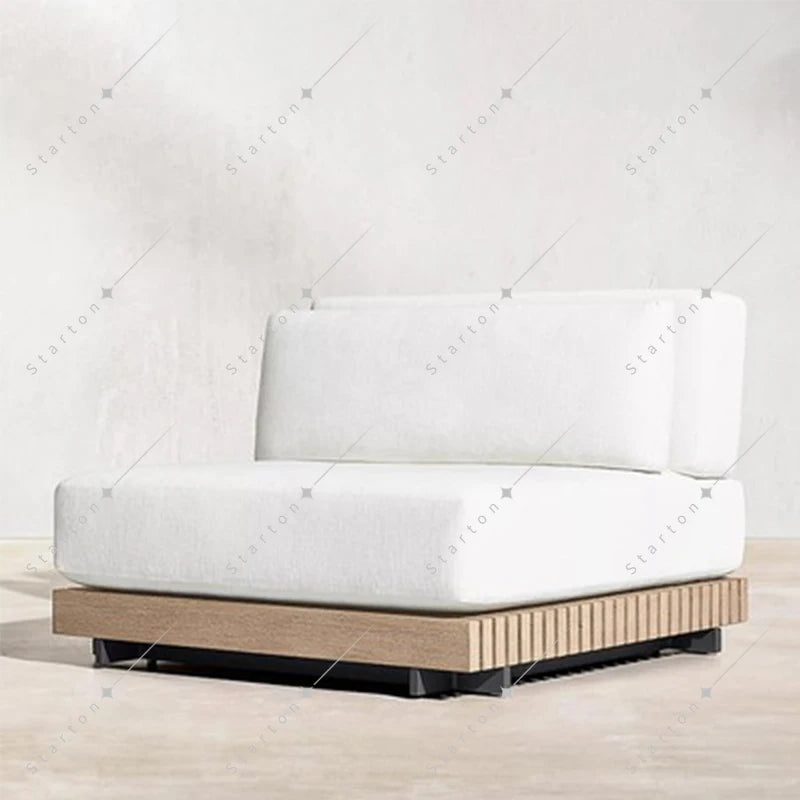 High Quality Solid Wood Teak Outdoor Patio Garden Sofas L-Shape Sectional Sofa Cushions for Villa Park Poolside Restaurant Use