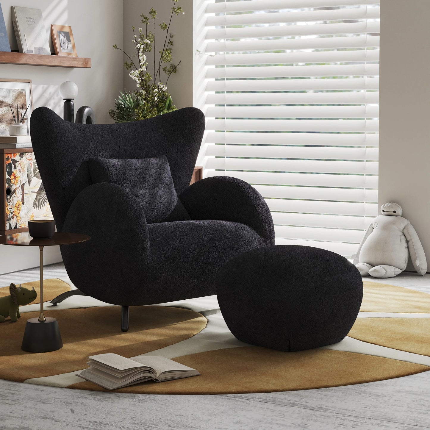 Cream Antelope Single Living Room Sofa Fabric Leisure Chair Middle Antique Lazy Sofa