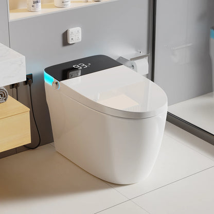 Smart Heated Bidet Toilet Seat Temperature Display Night Light Foot Sensor Flush Remote Control UL Certified Leak Protection