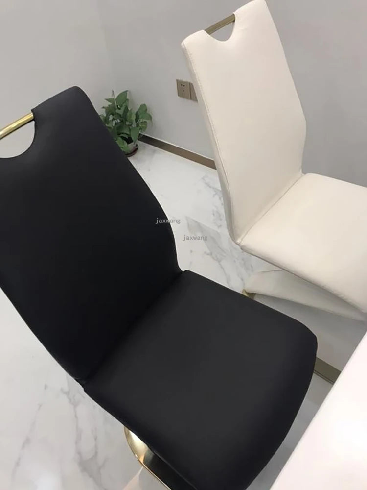 Nordic Stainless Steel Dining Chairs 2pcs Modern Casual Leather Kitchen Furniture Dining Chair Home Backrest Negotiation Chair K