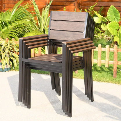 6 Chairs Aluminum Outdoor Furniture WPC Dining Table Chairs Patio Garden Sets