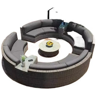 Outdoor rattan chair round sofa coffee table combination hotel reception rattan sofa terrace balcony semi-circular curved