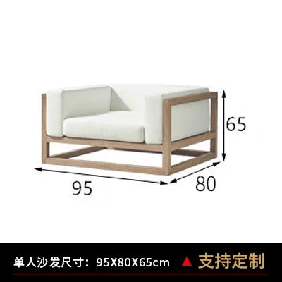 Nordic outdoor double sofa high-end teak villa hotel courtyard garden