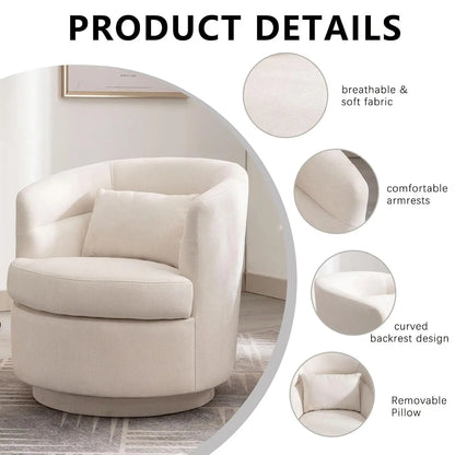 360° Swivel Barrel Chair Set 2 Comfy Upholstered Armchair with Pillow Living Room Bedroom Reading, Customized