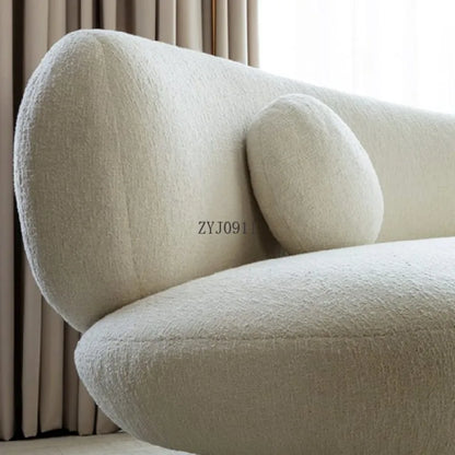 Italian minimalist white cashmere fabric Nordic light luxury small apartment curved sofa