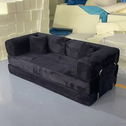 Compression Sofa, Teddy Sofa, Italian Simple Retro High-end Corduroy Living Room Sofa, Sofa Bed,Foldable, Removable and Washable