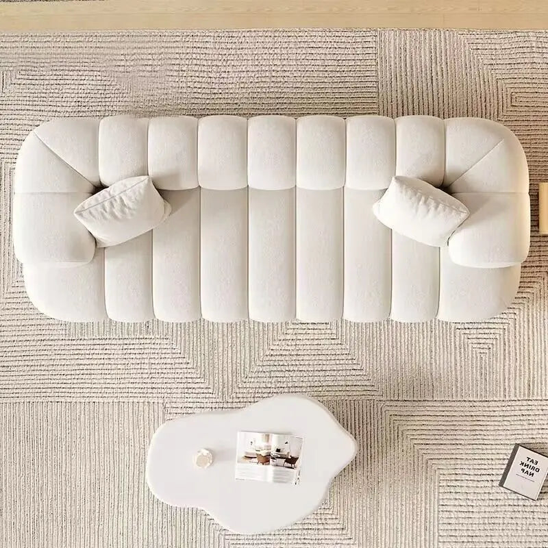 French style, cream style, Nordic, minimalist, fabric, sofa, living room, small apartment