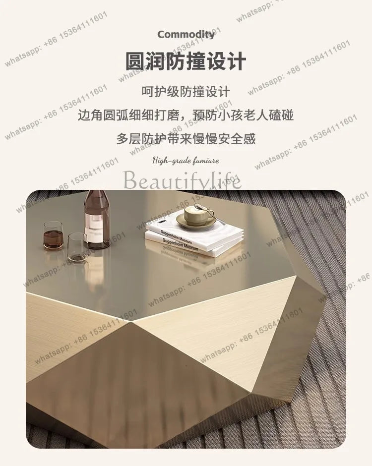 yj9 Golden diamond coffee table advanced sense modern simplicity special-shaped light luxury living room home Italian minimalist