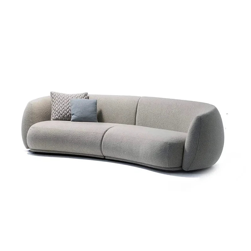 Cream wind special-shaped sofa, Italian minimalist living room cashew fabric curved sofa