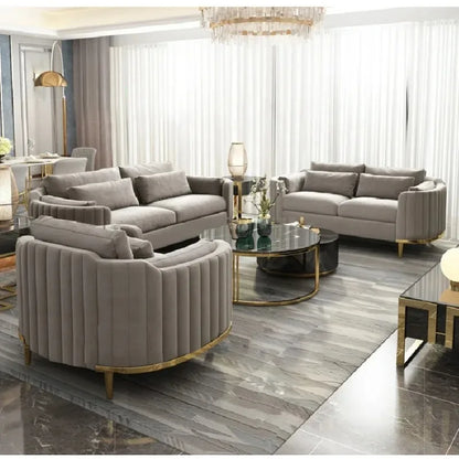 Dubai Luxury Fabric Sofa Set Living Room Couch Furniture Curved Home Sofa Set 1+2+3
