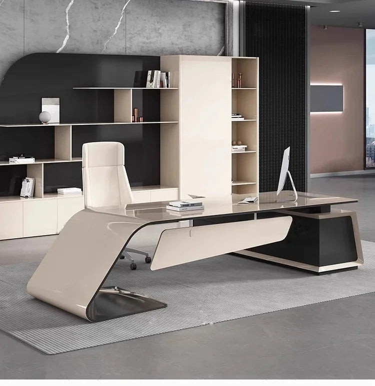 Designer Modern Office Desks Asthetic Luxury Storage Drawers Writing Executive Desk L Shaped Study Escritorios Office Furniture