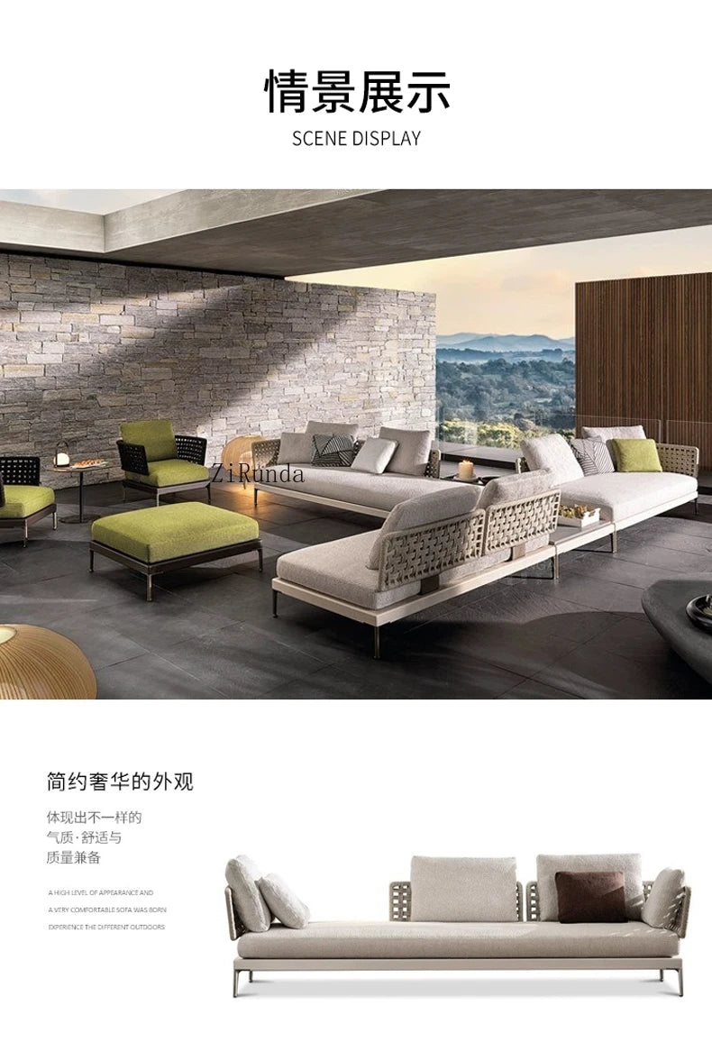 Y  Outdoor Sofa Courtyard Waterproof Vine Weaving Villa Garden Outdoor Leisure Terrace Sofa Vine Weaving Furniture