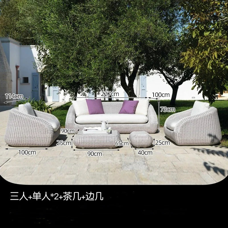 Outdoor courtyard rattan sofa rattan chair leisure sun room outdoor garden terrace round rattan sofa chair open-air furniture