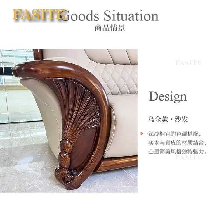 European leather sofa first floor living room villa luxury ebony small apartment