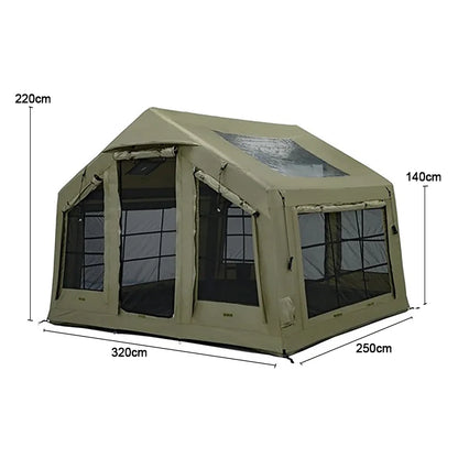 86 Square Feet²  Army Green Inflatable Tent for Camping,3~5 Person Waterproof Oxford Fabric Luxury Air Tent with AC Vent