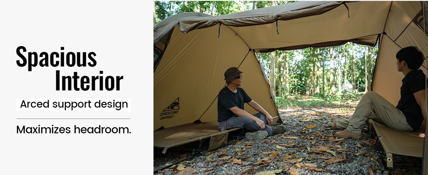 OneTigris Raven Nest Tunnel Hot Tent 2 Person Camping Shelter with Stove Jack 4 Season Waterproof Tent for Backpacking Bushcraft