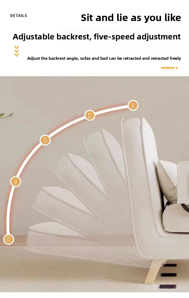 Dual-use, living room, small apartment, single, double, multi-person, solid wood legs, sofa, lazy, foldable, multi-functional