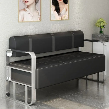 Famous Hair Salon Area Bench Hair Salon Waiting Light Luxury Stainless Steel Bar Sofa