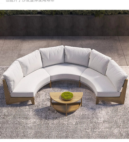 Outdoor sofa teak courtyard terrace leisure resort hotel outdoor deck rattan sofa garden furniture