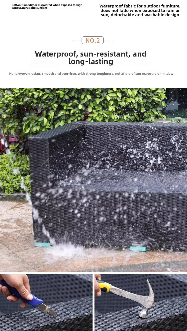 Outdoor sofa combination courtyard garden balcony rattan table and chairs terrace waterproof and sun protection outdoor
