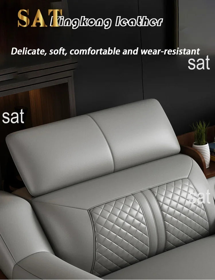 -Italian modern multifunctional sofa light luxury Faux Leather sectional sofa couch with USB charging and bluetooth speaker
