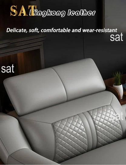-Italian modern multifunctional sofa light luxury Faux Leather sectional sofa couch with USB charging and bluetooth speaker