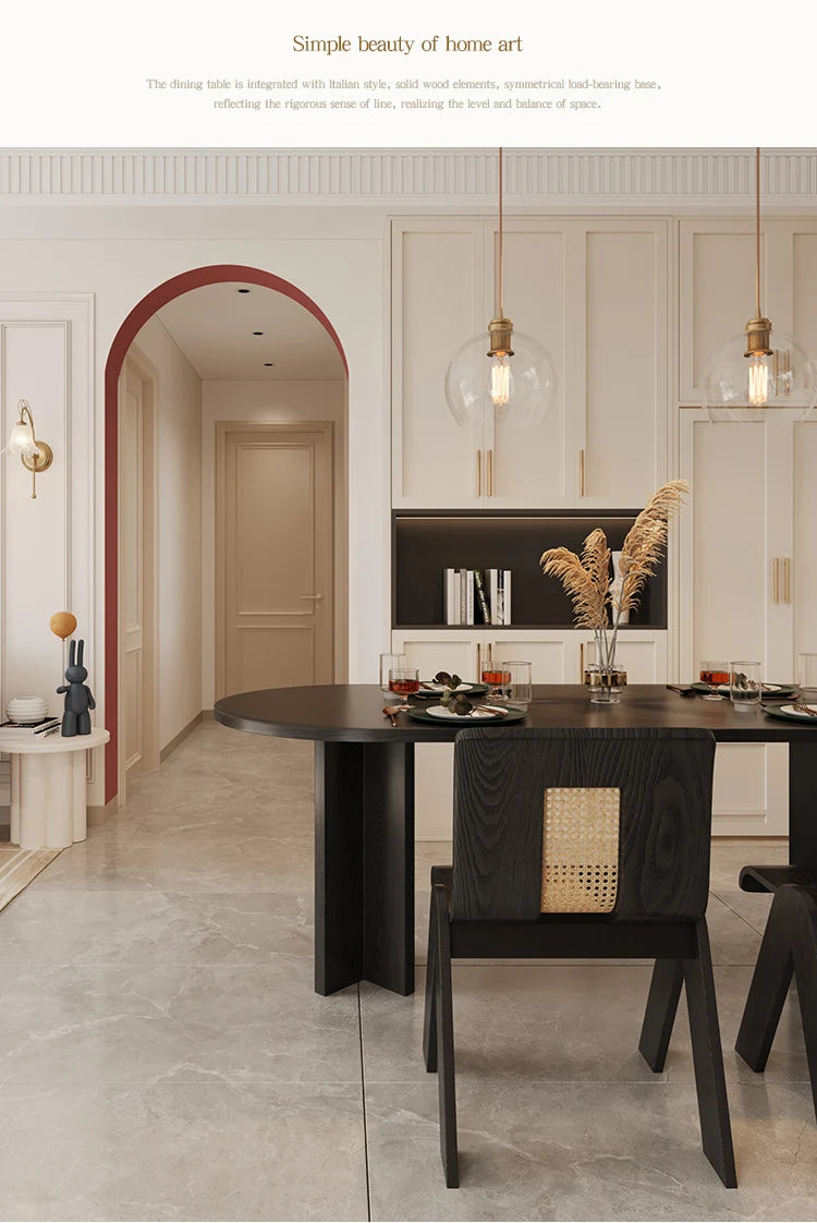 HTT oval dining table and chairs retro living room modern light luxury dining room rock slab home accessories