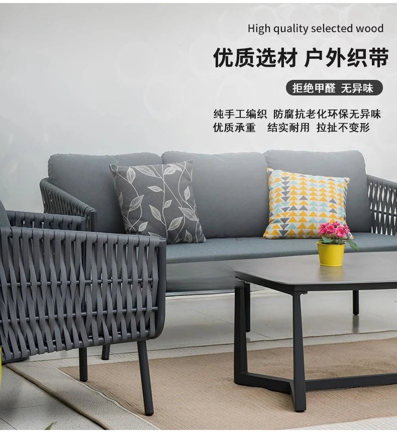 Outdoor villa courtyard rattan sofa furniture hotel bed and breakfast balcony sofa chair bed and breakfast terrace garden sofa c