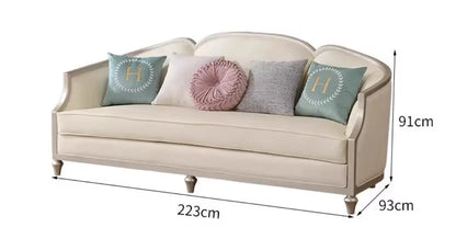 American Luxury Leather Living Room Sofa Light 123-Space L-Shape Combination Home Villa Boucle Fabric Furniture