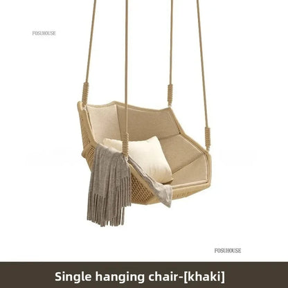Outdoor Patio Swing Nordic Balcony Rocking Chair Indoor Adult Hanging Chairs Outdoor Single Swing Chairs Modern Hanging Basket Z