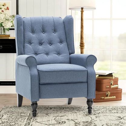 Mid Century Wingback Recliner Chair for Adults, Modern Linen Fabric Push Back Recliner Chairs with Button Tufted, Customized