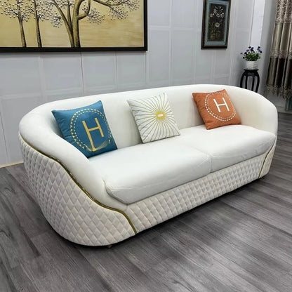High Quality Luxury 2-3 Seater Stainless Steel Lounge Sofa Velvet Upholster Couch for Home & Hotel Home Furniture Set