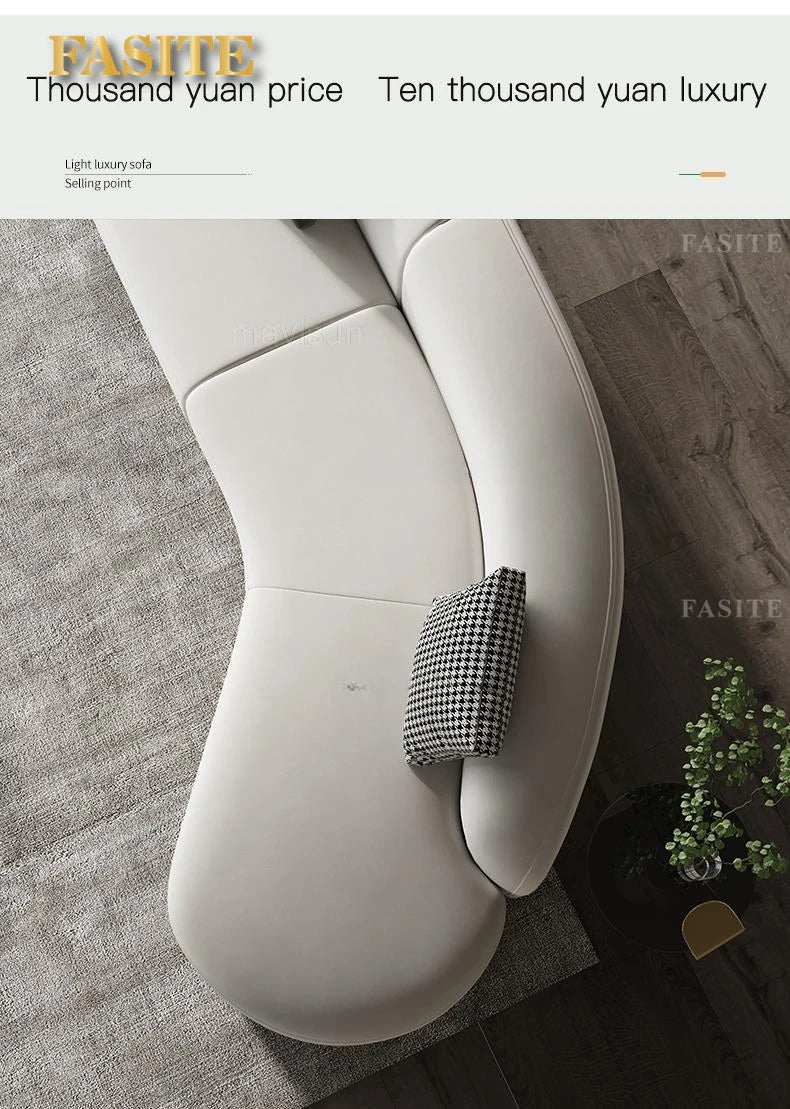 Curved Shape Modern Sofa Luxury Technology Minimalist Sofas Sectional Living Room Home Furniture Chaise Golden Metal Frame