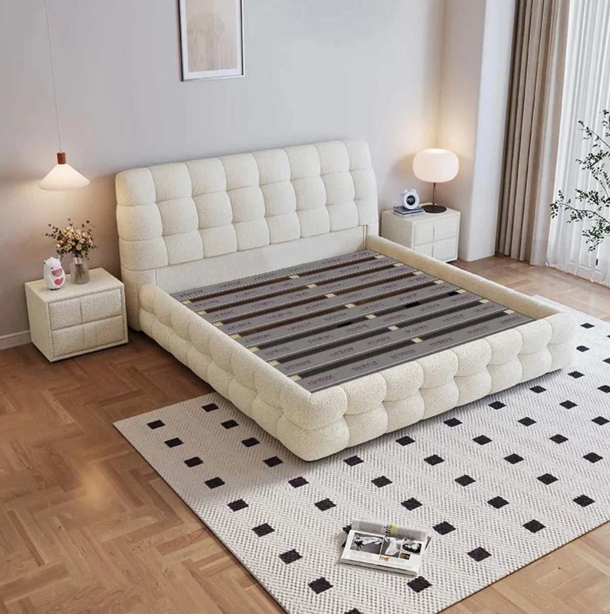 Luxury Modern Bedroom Furniture Storage Multifunctional Leather Fabric king Size Wood Beds