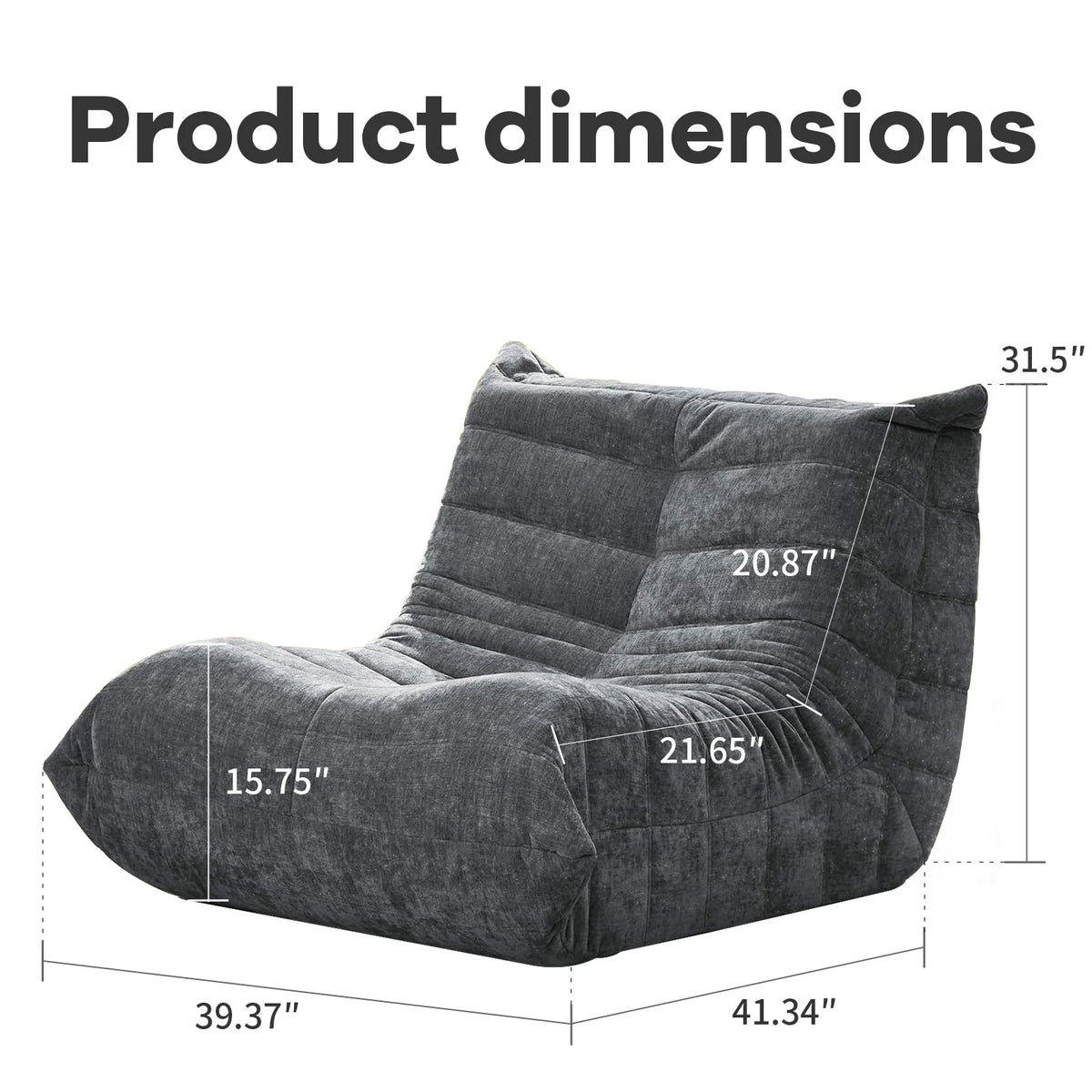 Adult-sized, super-large bean bag chair  with memory foam filling, faux fur-like casual chair, ergonomic design, new model cater