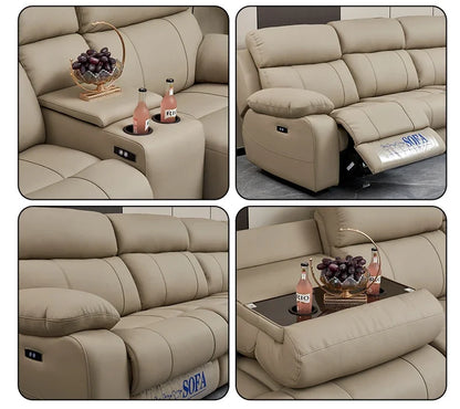 Luxury Italian living room sofas modular Electric Recliner sofa bed Multi-functional leather home theater sofa