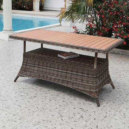 US Retro Outdoor Rattan Cafe Restaurant Table and Chair Combination Open-air Courtyard Garden Rattan Dining Table and Chairs